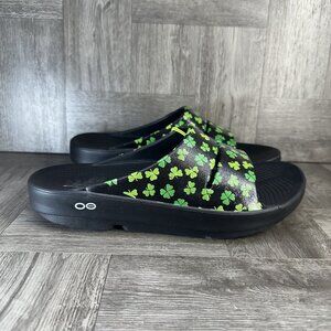 OOFOS OOAHH Limited Shamrock Women's size 11 Black Slides